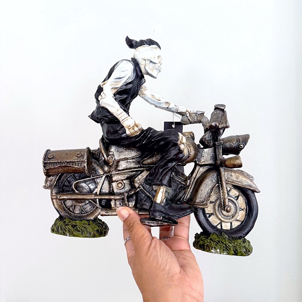 Rachel Zoe Skeleton Biker Riding Motorcycle Halloween Decorative Ornament